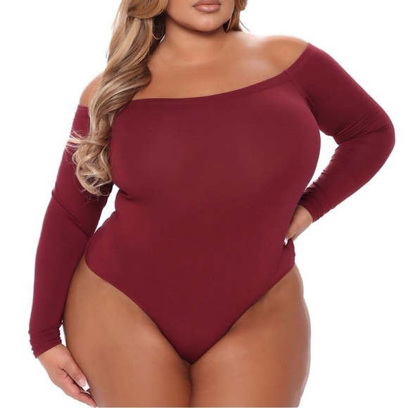 FASHION Nova Wine Day To Day Off Shoulder Bodysuit (T07.3) - Picture 1 of 4
